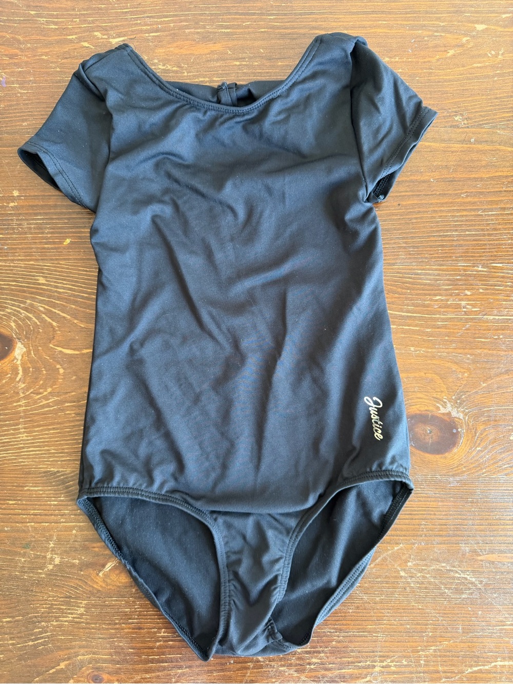 Justice Black Short-Sleeve Girls' Bodysuit Leotard Size XXS (4)